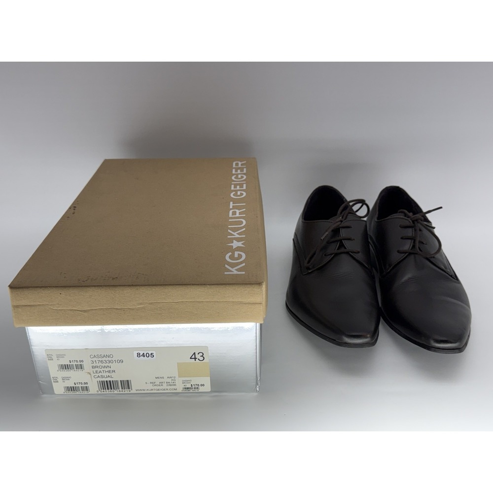 KG Kurt Geiger Dress 44 Shoes Mens 43 Brown Leather Slip On Loafers Made in Box
